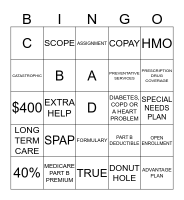 MEDICARE Bingo Card