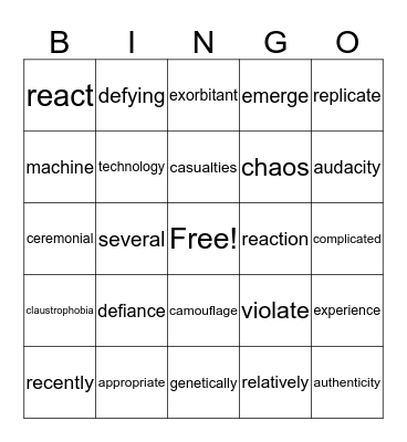 Untitled Bingo Card
