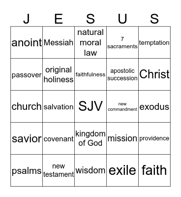 VOCABULARY BINGO Card