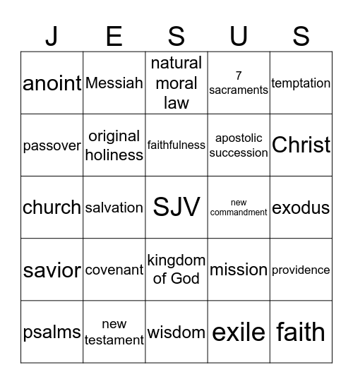 VOCABULARY BINGO Card