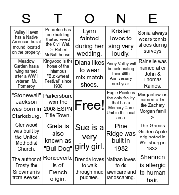 Stonerise Healthcare Bingo Card