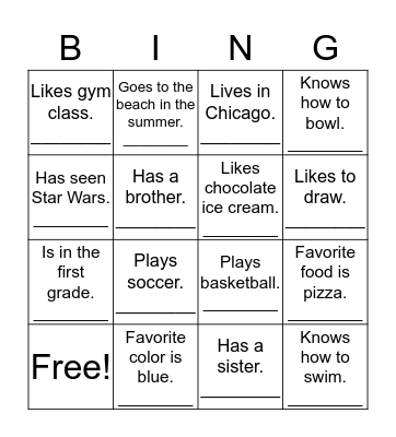 Questions Bingo: Find someone who... Bingo Card