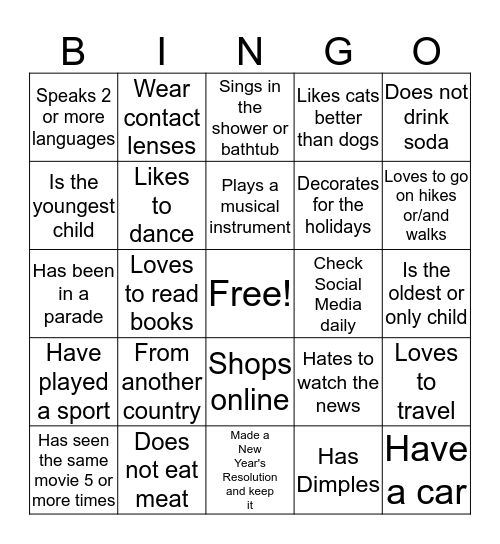 RA Meet and Greet Bingo Card