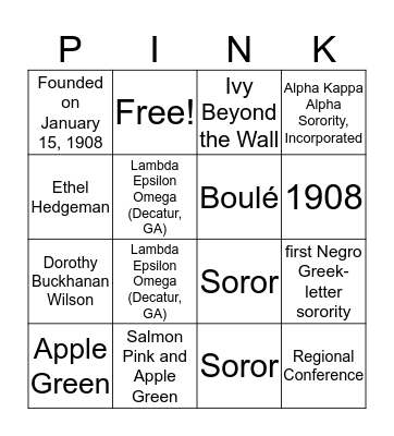 AKA BINGO  Bingo Card