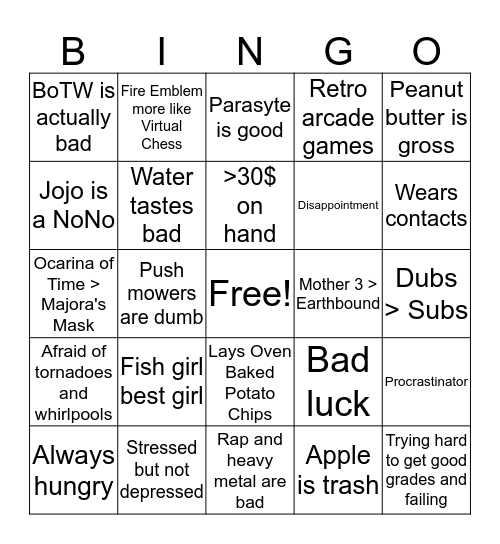 Ruto Bingo Card