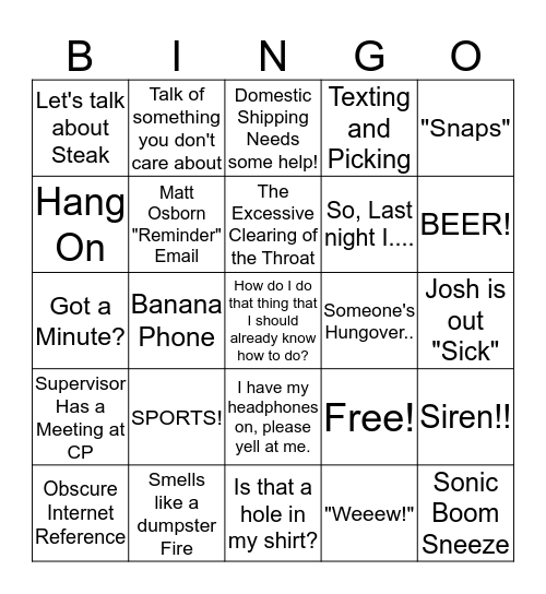 MAXIMUM BINGO Card