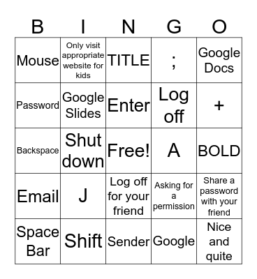 We love technology !  Bingo Card