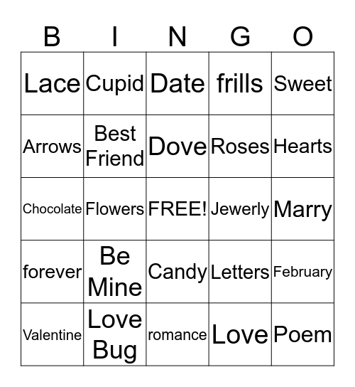 Valentine Bingo Card