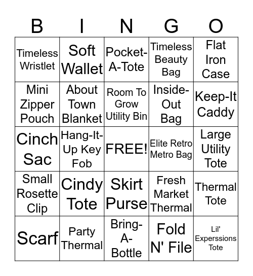 Thirty-One Bingo Card