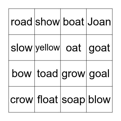 oa and ow bingo Card