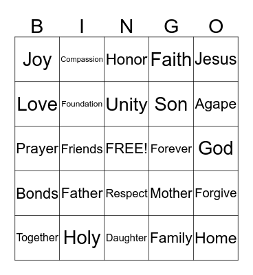 ODCF EMPOWERING FAMILIES 2013 Bingo Card