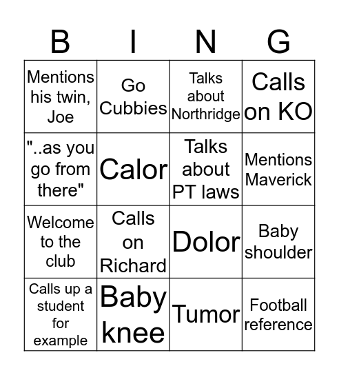 -isms Bingo Card