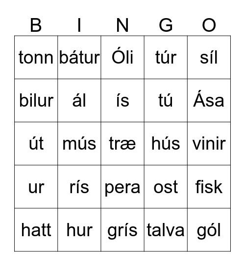Sara Benjaminsen Bingo Card