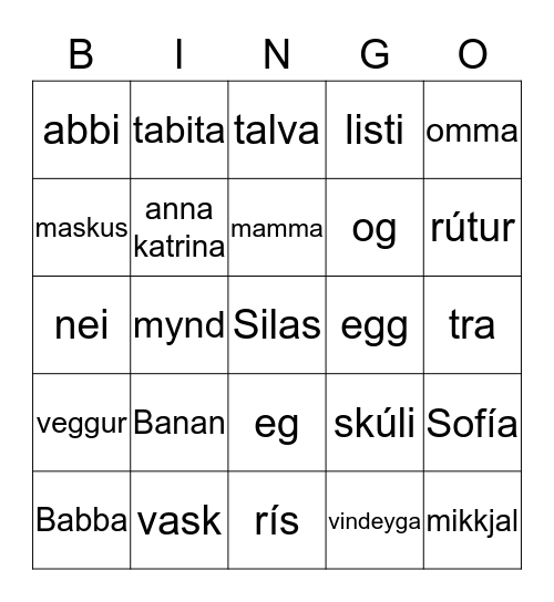 1. flokur 18. apríl Bingo Card