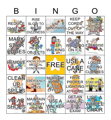 FALL PREVENTION Bingo Card