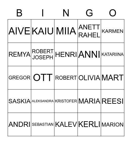 MEIE EELKOOL Bingo Card