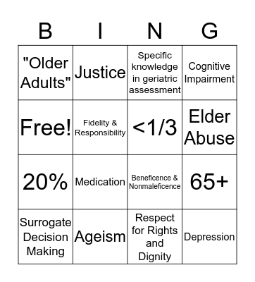 Geropsychology!!!!!! Bingo Card