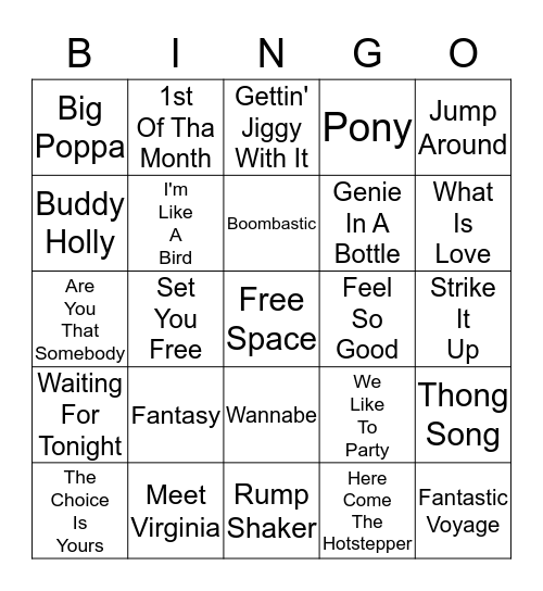 90's Music - Card 7 Bingo Card