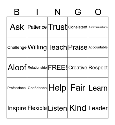 Coaching Bingo Card