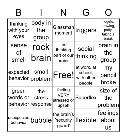Social Thinking Review Bingo  Bingo Card