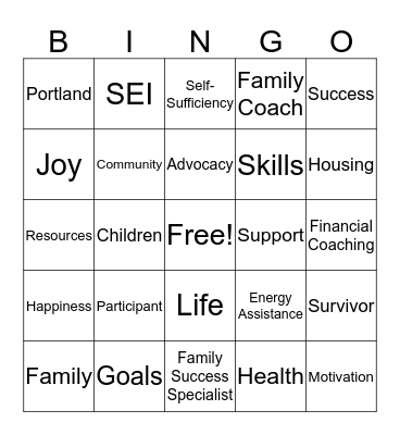 Collaborative Family Success Project Bingo Card