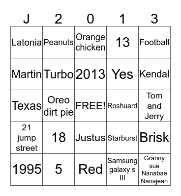 Graduation bingo Card