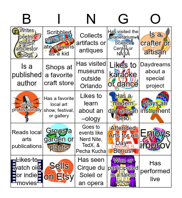Raiders of the Lost Arts! Bingo Card