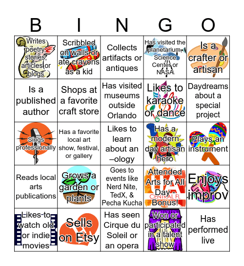 Raiders of the Lost Arts! Bingo Card