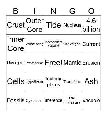 Science Review Bingo Card