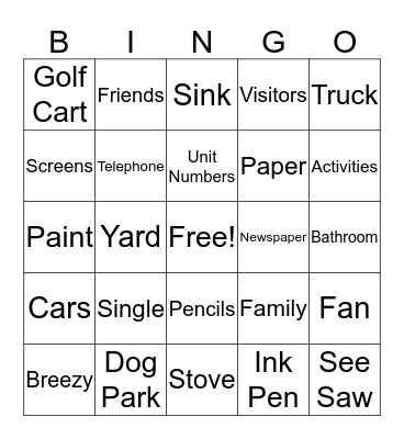 Multifamily Housing Bingo! Bingo Card
