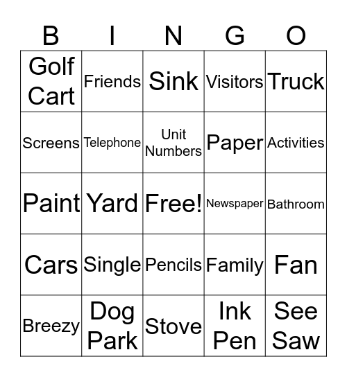 Multifamily Housing Bingo! Bingo Card