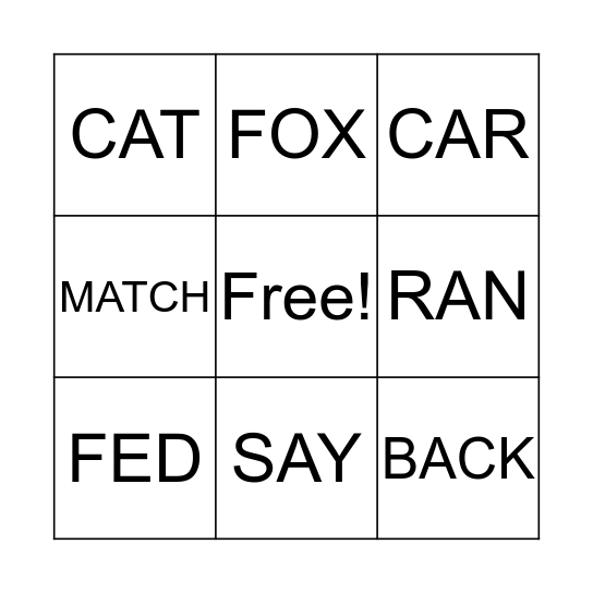 Bingo With Rhyming Words Bingo Card