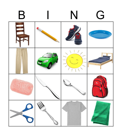 Vocabulary Playgroup Bingo Card