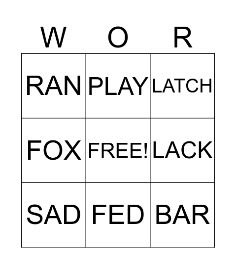 Bingo With Rhyming  Bingo Card