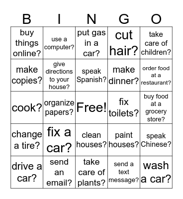 Can you.. Bingo Card