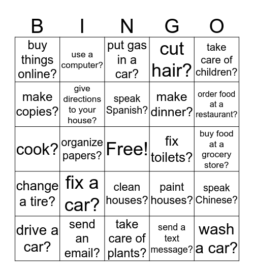 Can you.. Bingo Card