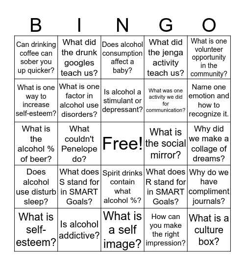 Review Bingo Card