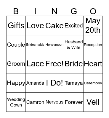 Amanda's Bridal Shower Bingo! Bingo Card