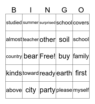 6.26 Bingo Card
