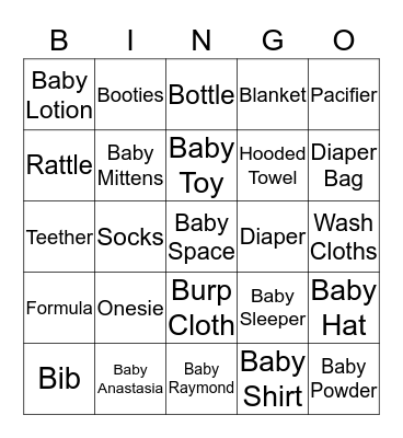 Alexandra & Raymond Baby Shower Bingo Card