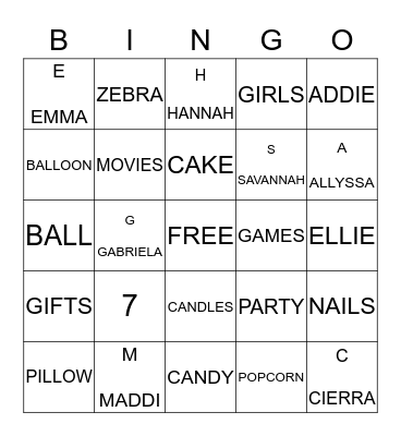 HAPPY BIRTHDAY MADELINE Bingo Card