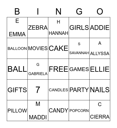 HAPPY BIRTHDAY MADELINE Bingo Card