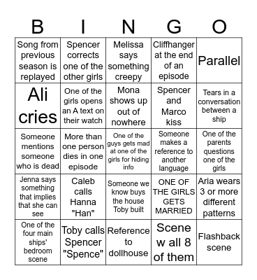 PLL 7B  BINGO Card