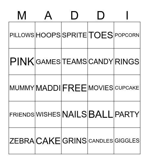 HAPPY         BIRTHDAY        Bingo Card