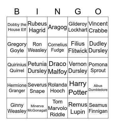 Harry Potter BINGO Card