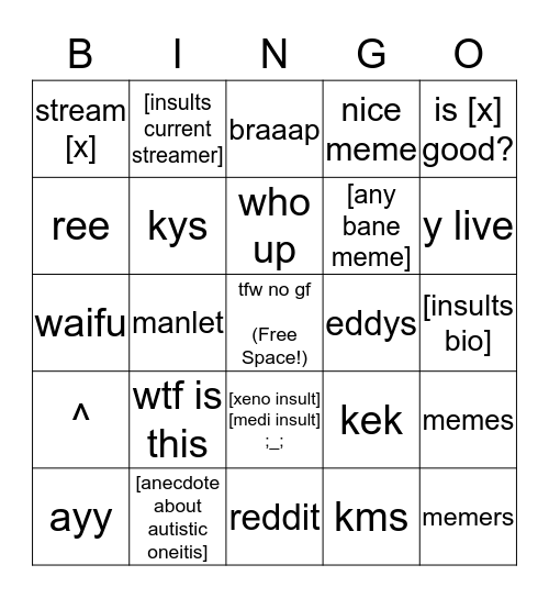 Speed Bingo Card