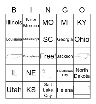 United States Bingo  Bingo Card