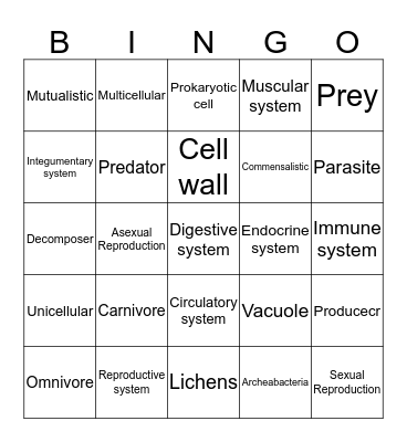 Unit 8 Review Bingo Card