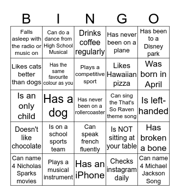 Pat's Sweet Sixteen Bingo Card