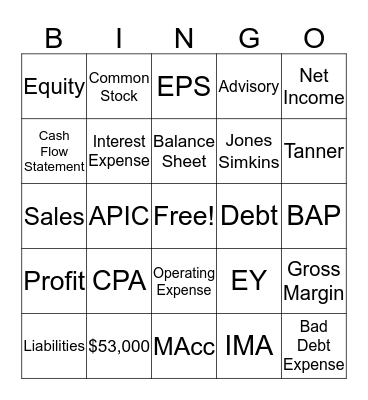 Accounting Bingo Card